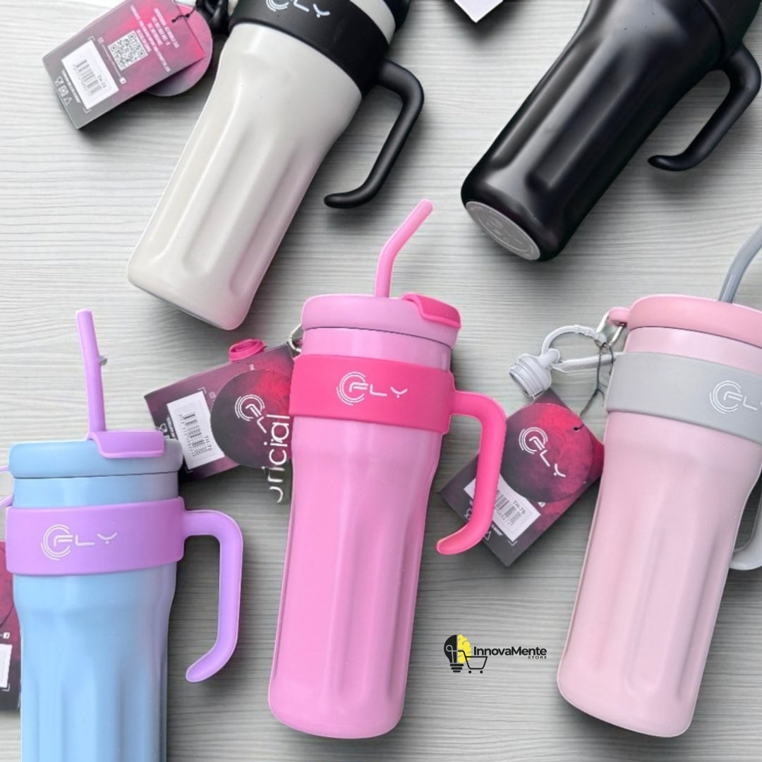 Vaso con Pitillo FLY de Acero Inoxidable