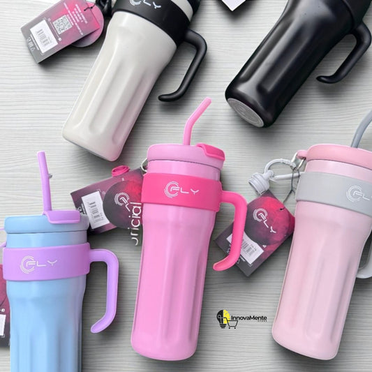 Vaso con Pitillo FLY de Acero Inoxidable